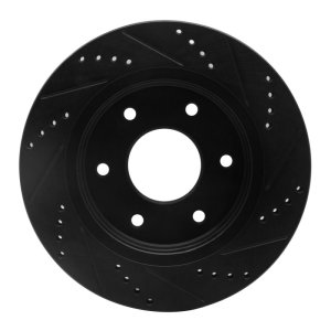 Infiniti QX56 Brake Rotor (1) - Front Left - R1 Concepts - Drilled & Slotted - Black - `05-`07